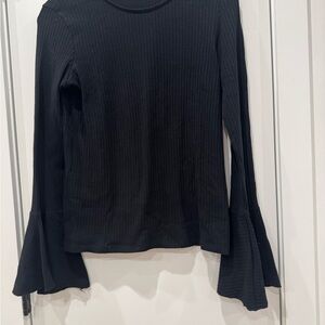 Zara Black Ribbed Flare Sleeve Tunic